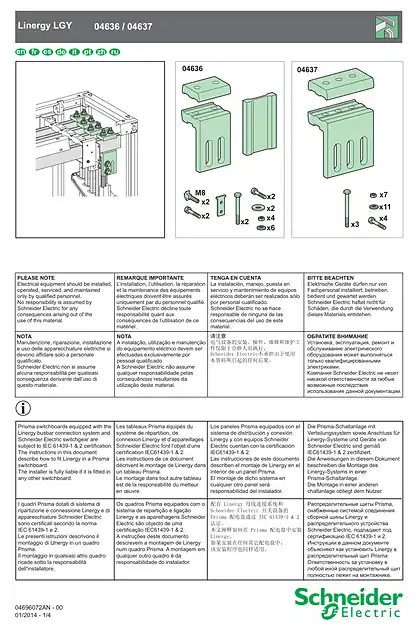 schneider施耐德Linergy BS - Connection to horizontal busbars